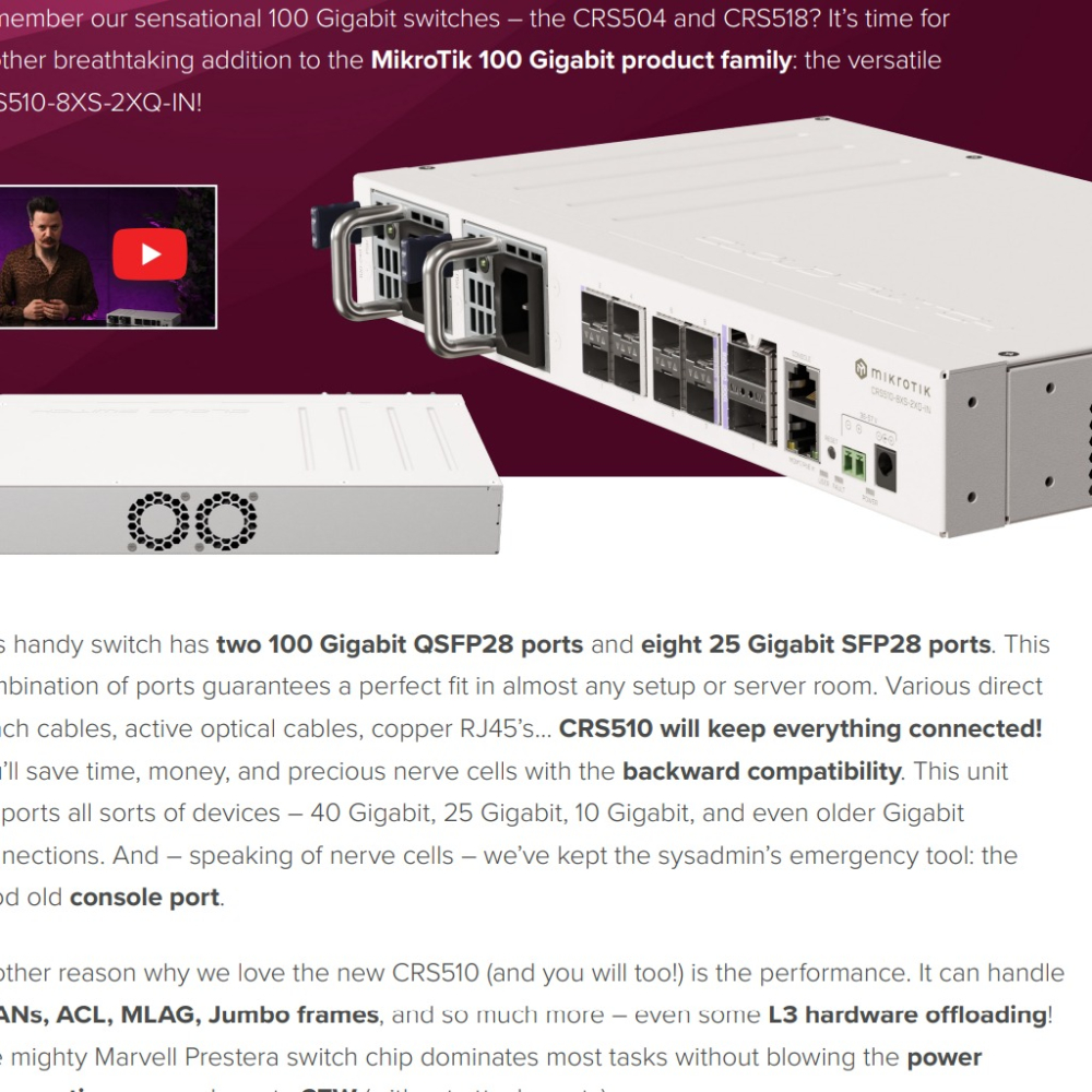 【MikroTik台灣代理】公司貨 CRS510-8XS-2XQ-IN 100G網管型交換器-細節圖2