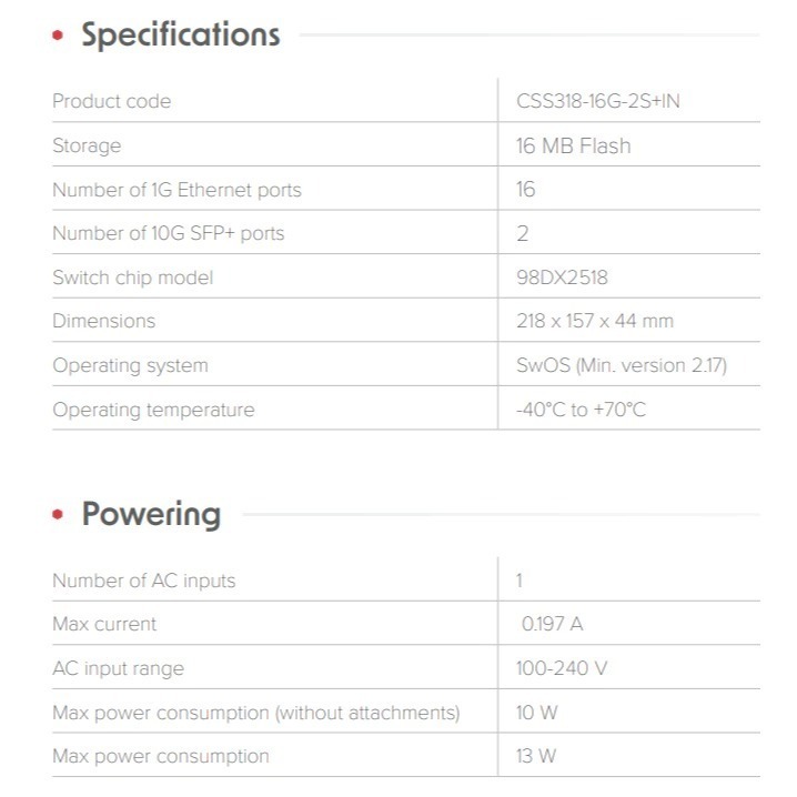 【MikroTik台灣代理】公司貨CSS318-16G-2S+IN 新款 16口Gigabit交換機 10G SPF-細節圖3