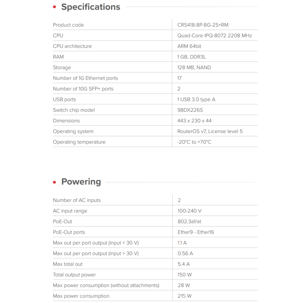 【MikroTik 台灣代理】公司貨 CRS418-8P-8G-2S+RM 路由器 / POE交換器-細節圖3