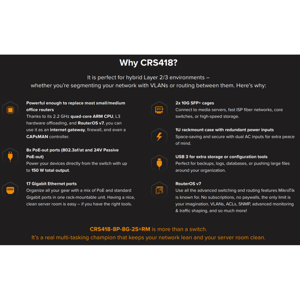 【MikroTik 台灣代理】公司貨 CRS418-8P-8G-2S+RM 路由器 / POE交換器-細節圖5