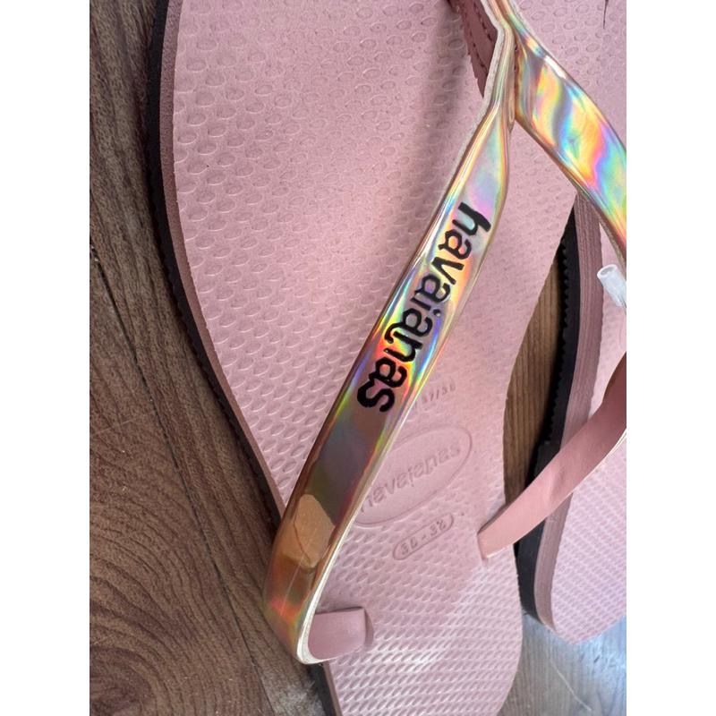 《快速出貨 免運 現貨》巴西 havaianas 哈瓦仕 金屬感 You Metallic 細帶亮面 彩虹帶 人字拖正品-細節圖3