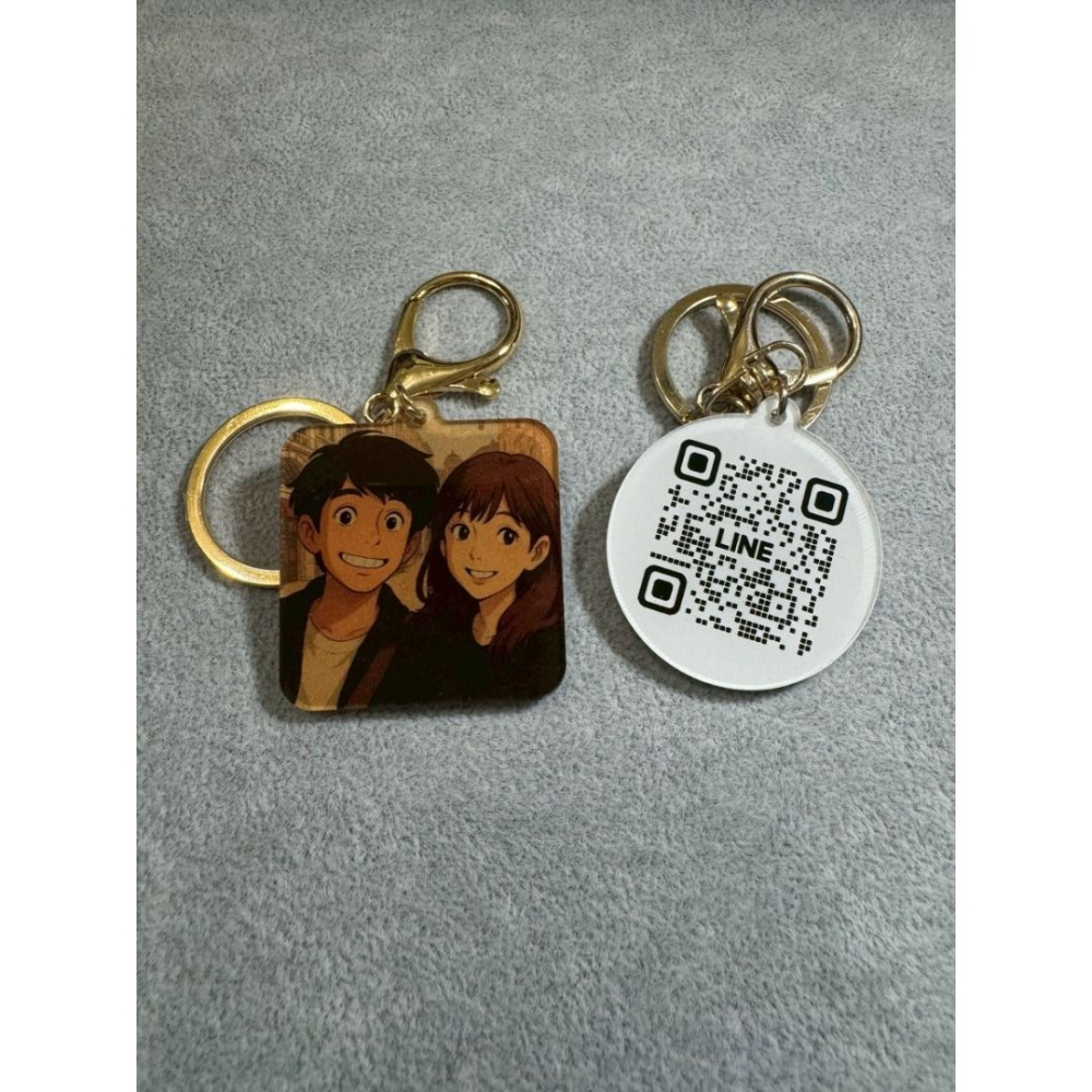 NFC社交鑰匙圈💫吉卜力風x AI插畫風 可客製寵物情侶圖案🐾❤️交換禮物 寵物吊飾首選 行動名片 品牌宣傳 插畫-細節圖3