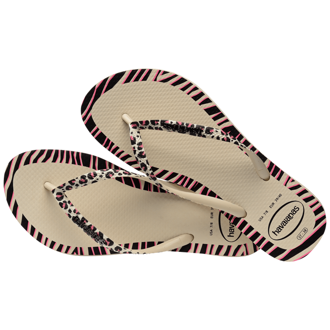 havaianas 哈瓦仕 巴西人字拖 官方唯一授權 女款 邊框豹紋白 237966-0121-細節圖2