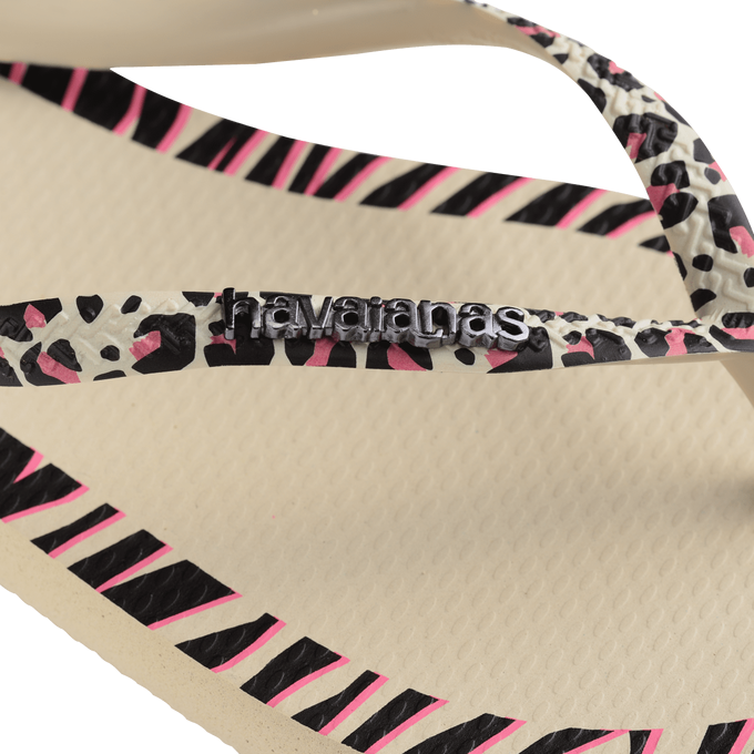 havaianas 哈瓦仕 巴西人字拖 官方唯一授權 女款 邊框豹紋白 237966-0121-細節圖3