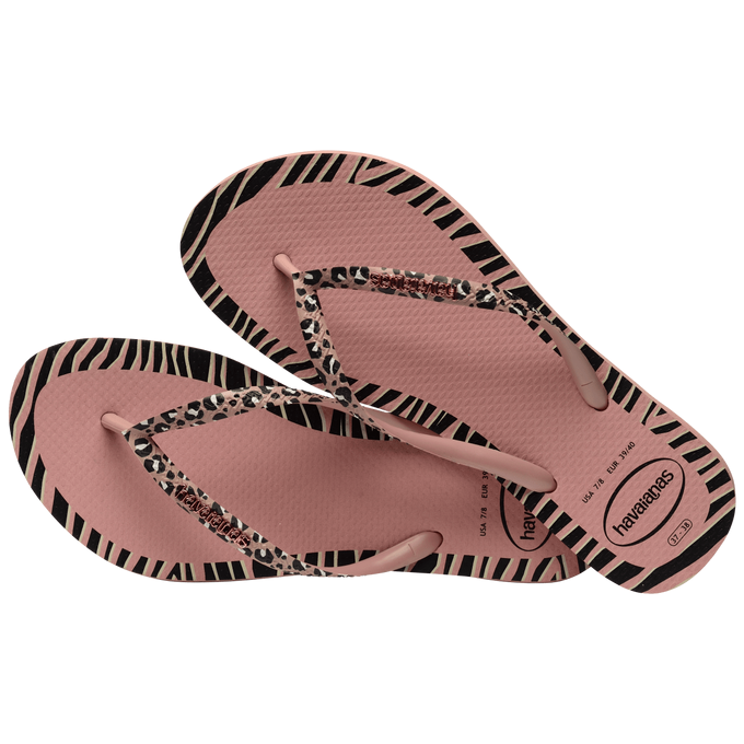 havaianas 哈瓦仕 巴西人字拖 官方唯一授權 女款 邊框豹紋粉-細節圖2