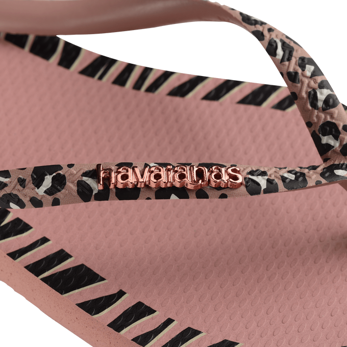 havaianas 哈瓦仕 巴西人字拖 官方唯一授權 女款 邊框豹紋粉 237966-3544-細節圖3