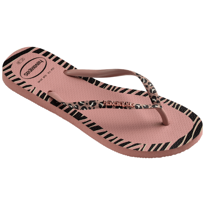 havaianas 哈瓦仕 巴西人字拖 官方唯一授權 女款 邊框豹紋粉 237966-3544-細節圖4