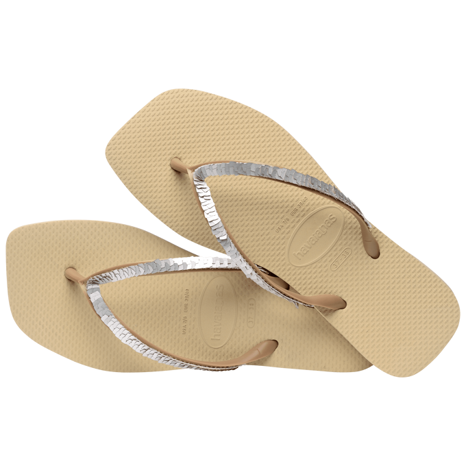 havaianas 哈瓦仕 巴西人字拖 官方唯一授權 女款 方形亮片金-細節圖4