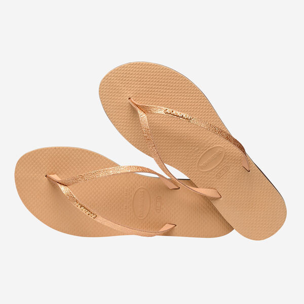 havaianas 哈瓦仕 巴西人字拖 官方唯一授權 女款 皮革亮粉金-細節圖2