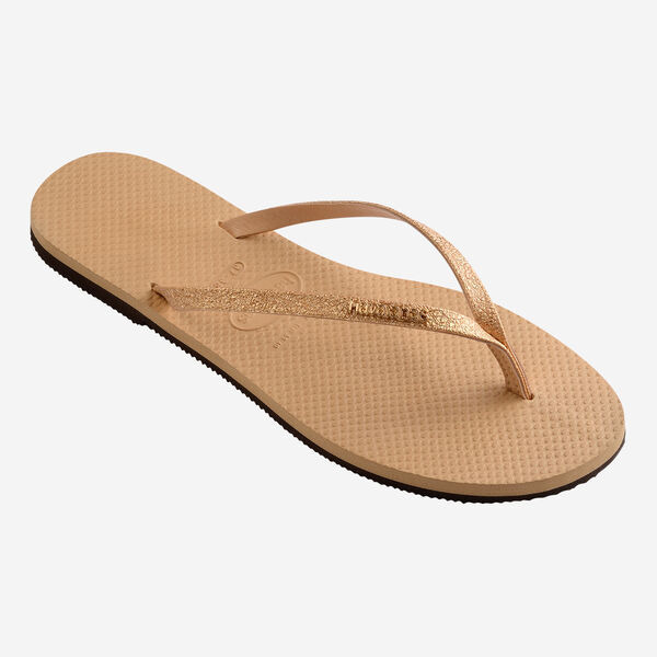 havaianas 哈瓦仕 巴西人字拖 官方唯一授權 女款 皮革亮粉金238041-0570-細節圖5