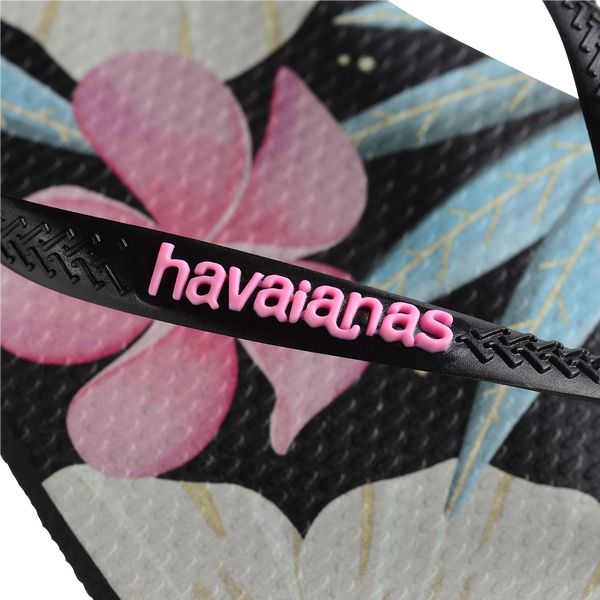 havaianas 哈瓦仕 巴西人字拖 官方唯一授權 女款 扶桑花黑-細節圖3