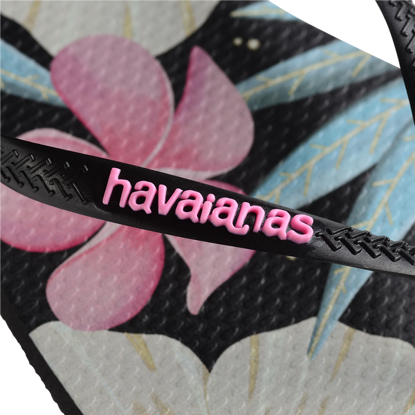 havaianas 哈瓦仕 巴西人字拖 官方唯一授權 女款 扶桑花黑 239848-1191-細節圖3