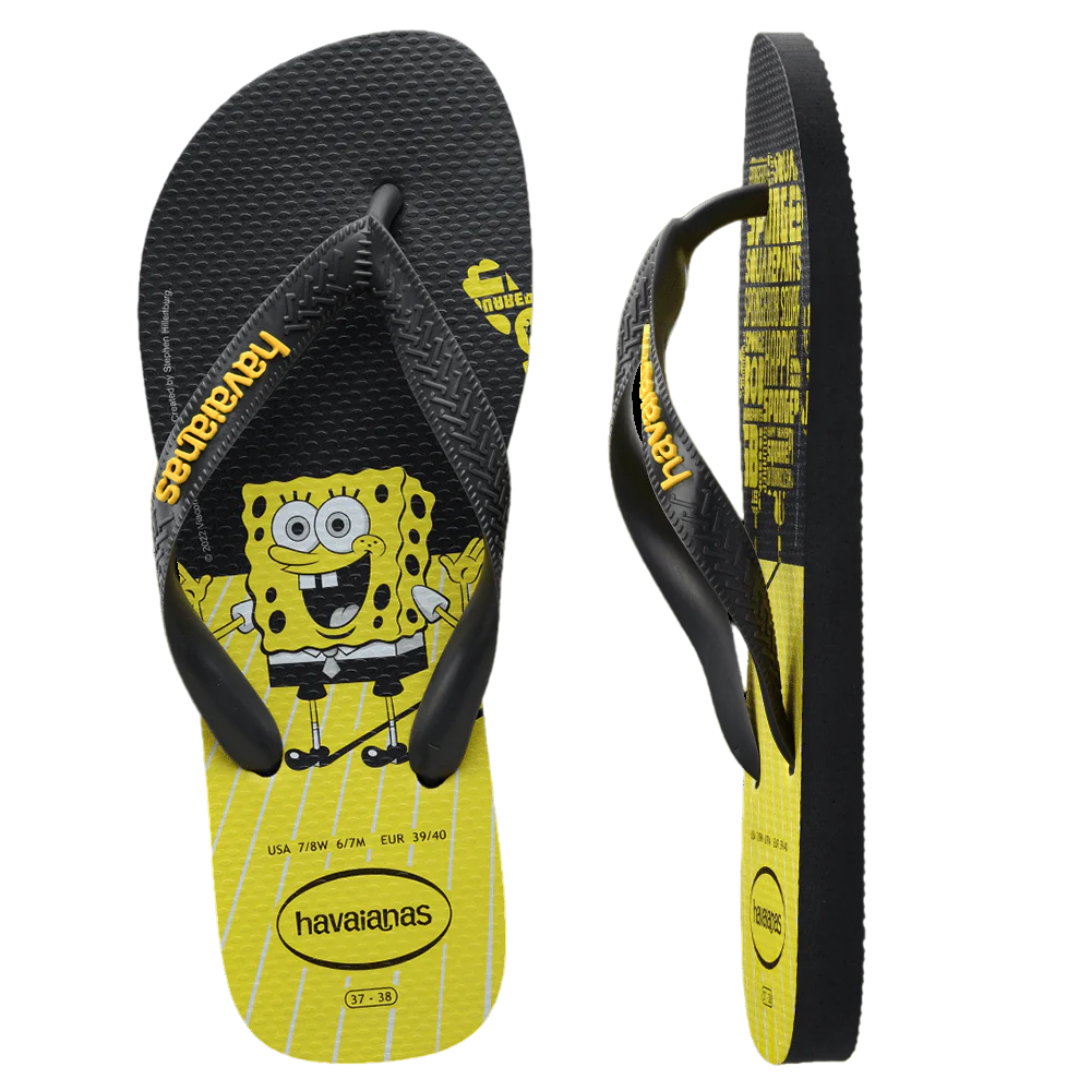 havaianas 哈瓦仕 巴西人字拖 官方唯一授權 男款 海綿寶寶黑238298-0074-細節圖2