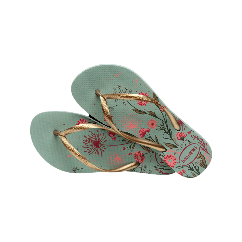 havaianas 哈瓦仕 巴西人字拖 官方唯一授權 女款 小花綠 232823-1809-細節圖2