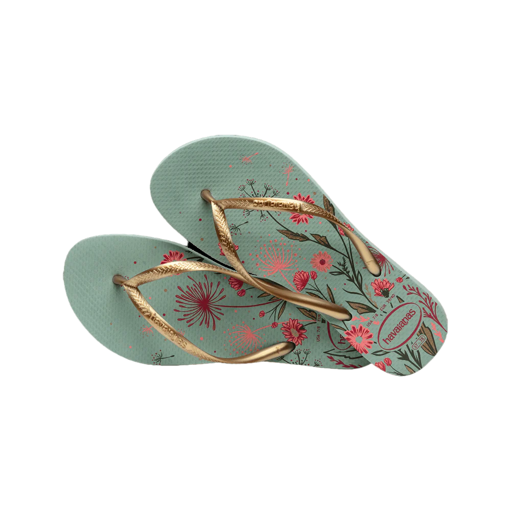 havaianas 哈瓦仕 巴西人字拖 官方唯一授權 女款 小花綠1809-細節圖2