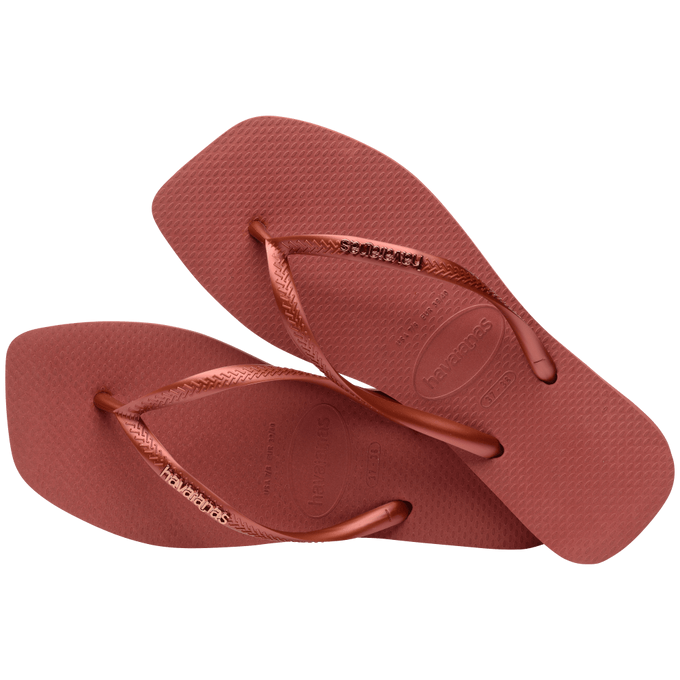 havaianas 哈瓦仕 巴西人字拖 官方唯一授權 女款 方形鐵牌磚紅5416-細節圖2