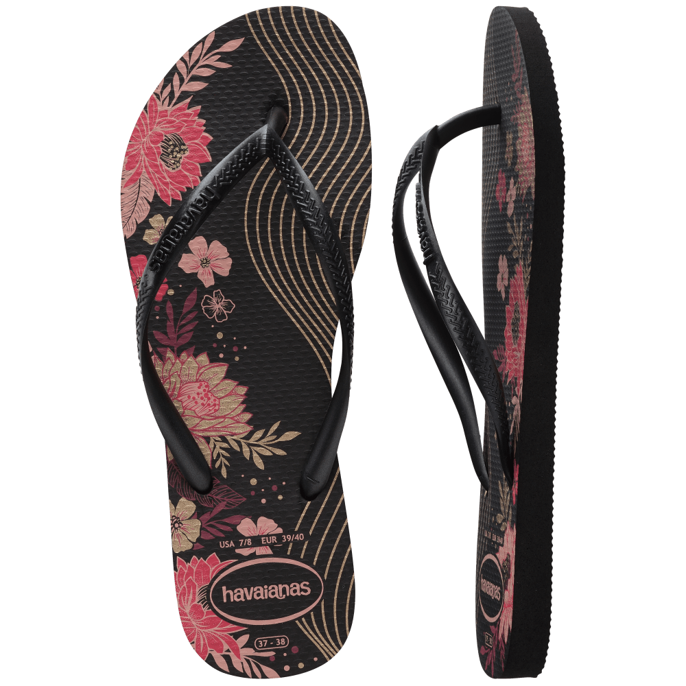 havaianas 哈瓦仕 巴西人字拖 官方唯一授權 女款 花花黑 4132823-7892-細節圖2