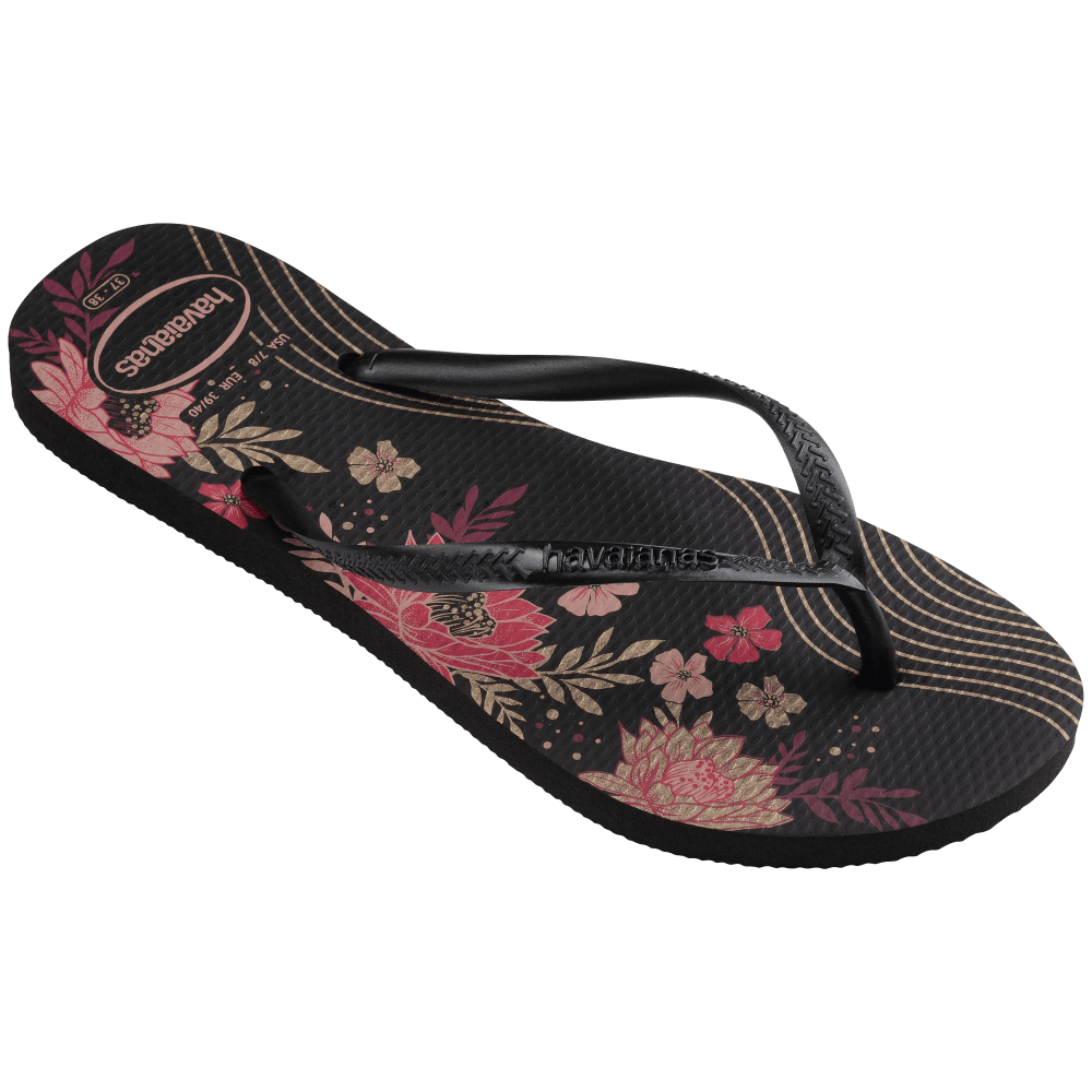 havaianas 哈瓦仕 巴西人字拖 官方唯一授權 女款 花花黑 4132823-7892-細節圖5