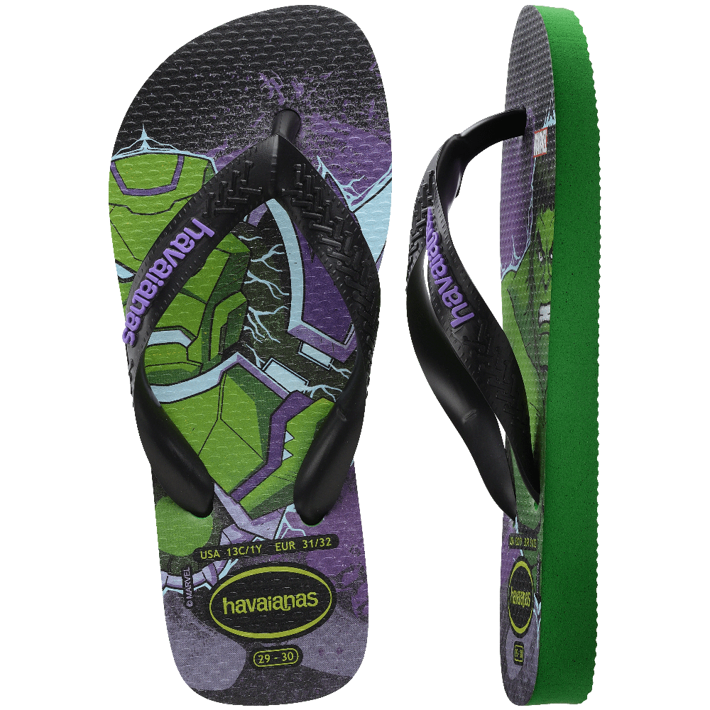 havaianas 哈瓦仕 巴西人字拖 官方唯一授權 童款 綠巨人浩克4148300-2703-細節圖2