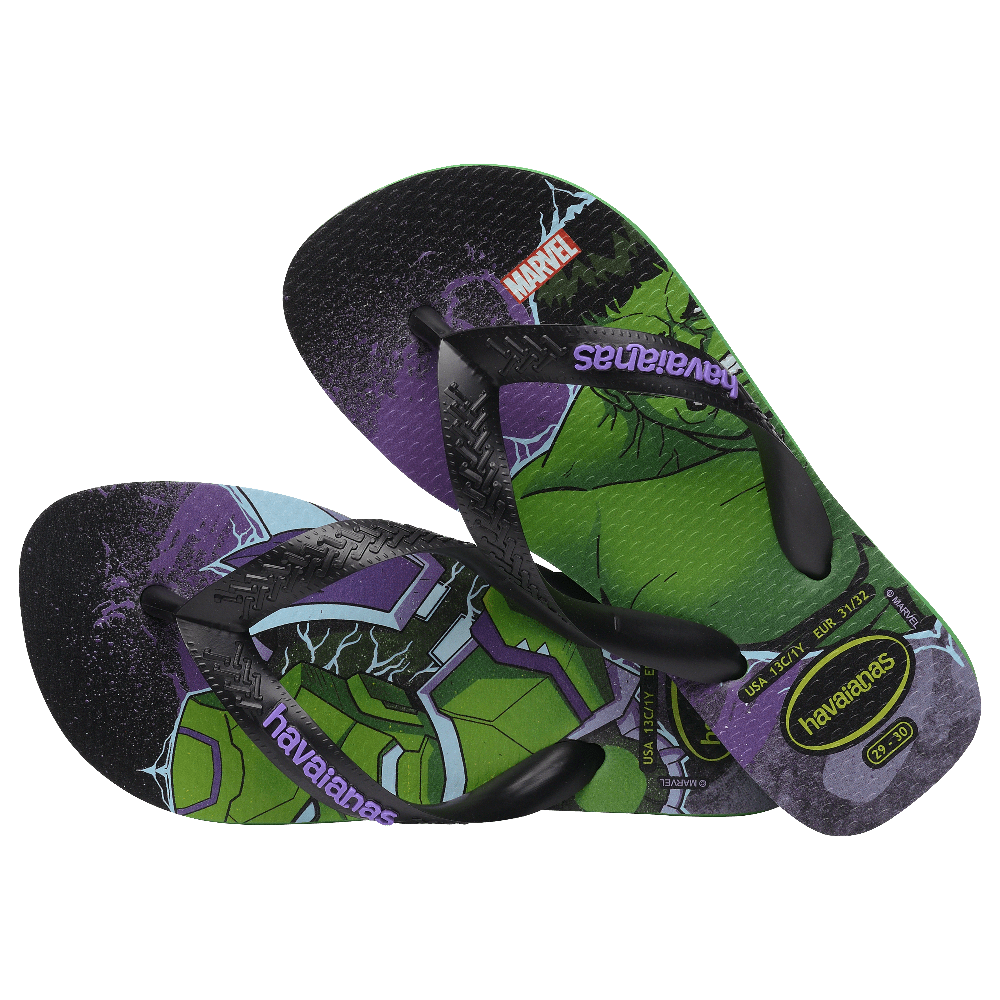 havaianas 哈瓦仕 巴西人字拖 官方唯一授權 童款 綠巨人浩克4148300-2703-細節圖3