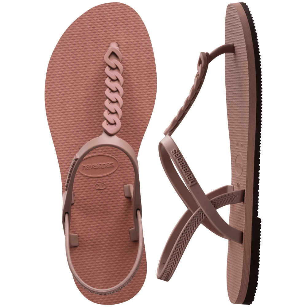 havaianas 哈瓦仕 巴西人字拖 官方唯一授權 女款涼鞋 T帶鍊條粉3544-細節圖2