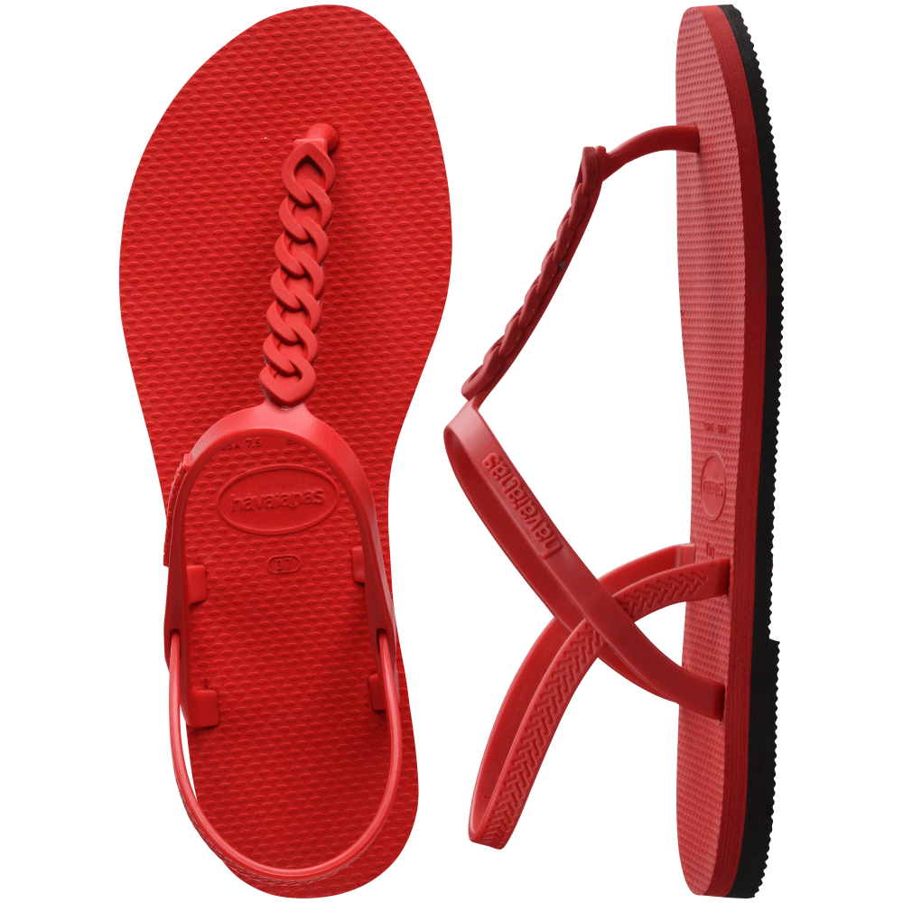 havaianas 哈瓦仕 巴西人字拖 官方唯一授權 女款涼鞋 T帶鍊條紅2090-細節圖2