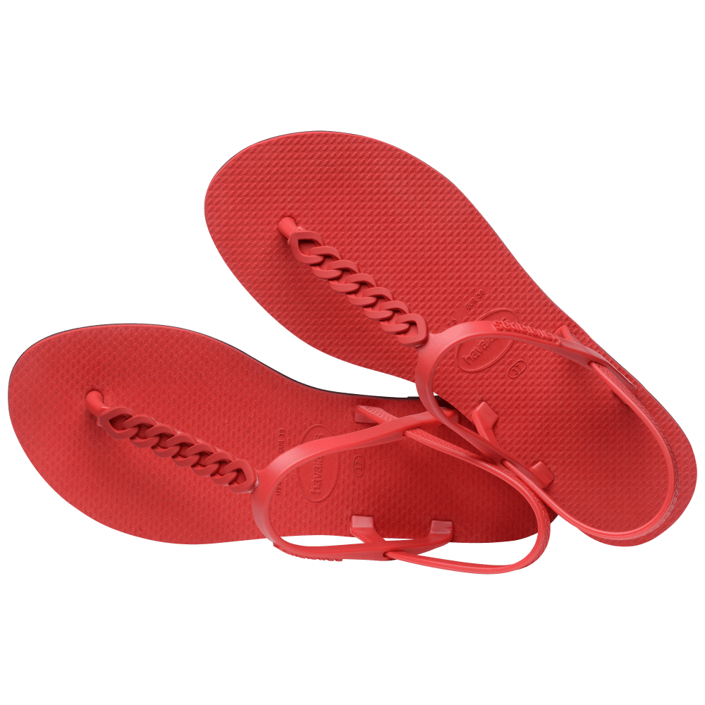 havaianas 哈瓦仕 巴西人字拖 官方唯一授權 女款涼鞋 T帶鍊條紅 4148793-2090-細節圖3