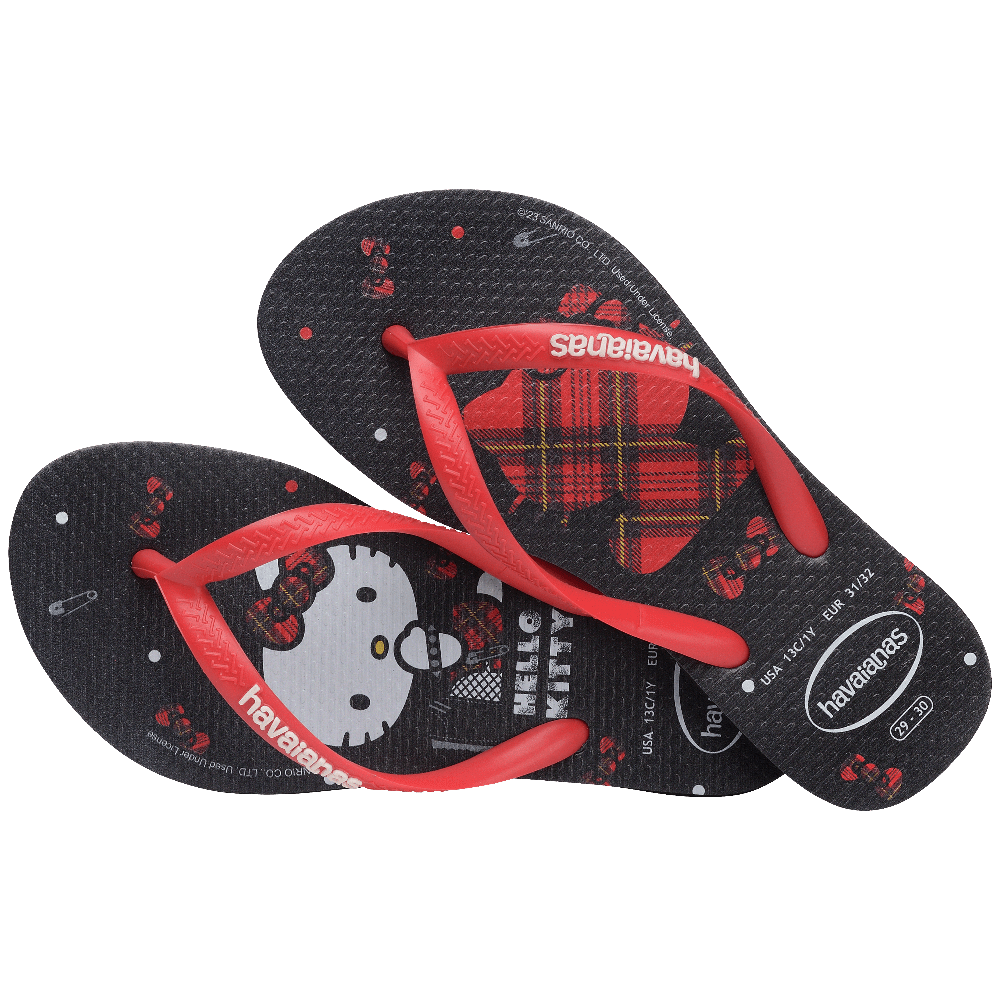 havaianas 哈瓦仕 巴西人字拖 官方唯一授權 童款 kitty黑紅0090-細節圖3