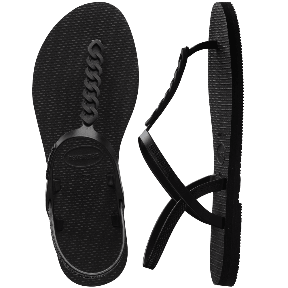 havaianas 哈瓦仕 巴西人字拖 官方唯一授權 女款涼鞋 T帶鍊條黑0090-細節圖2