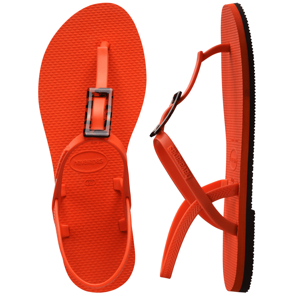 havaianas 哈瓦仕 巴西人字拖 官方唯一授權 女款涼鞋 T帶扣橘5568-細節圖2