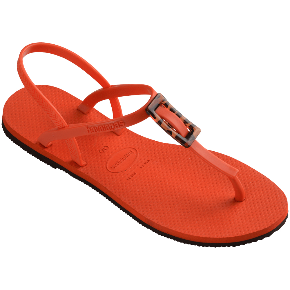 havaianas 哈瓦仕 巴西人字拖 官方唯一授權 女款涼鞋 T帶扣橘5568-細節圖5