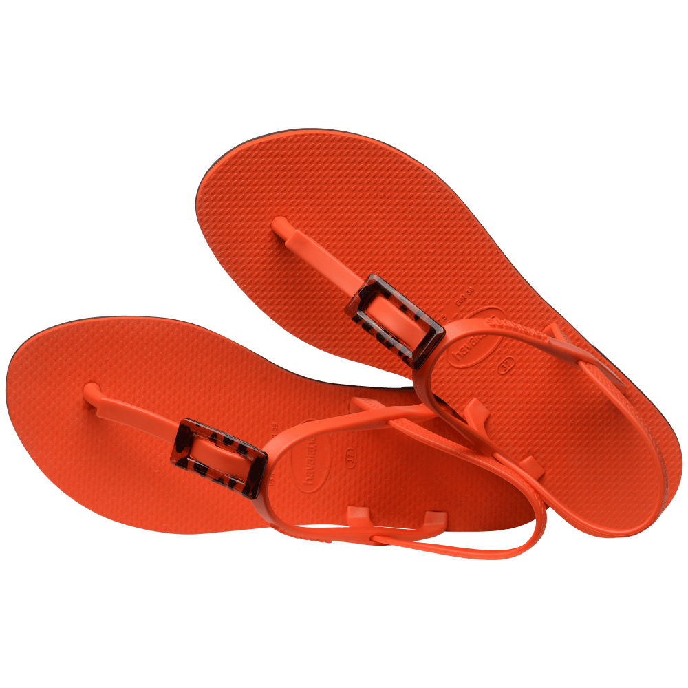 havaianas 哈瓦仕 巴西人字拖 官方唯一授權 女款涼鞋 T帶扣橘 4148917-5568-細節圖4