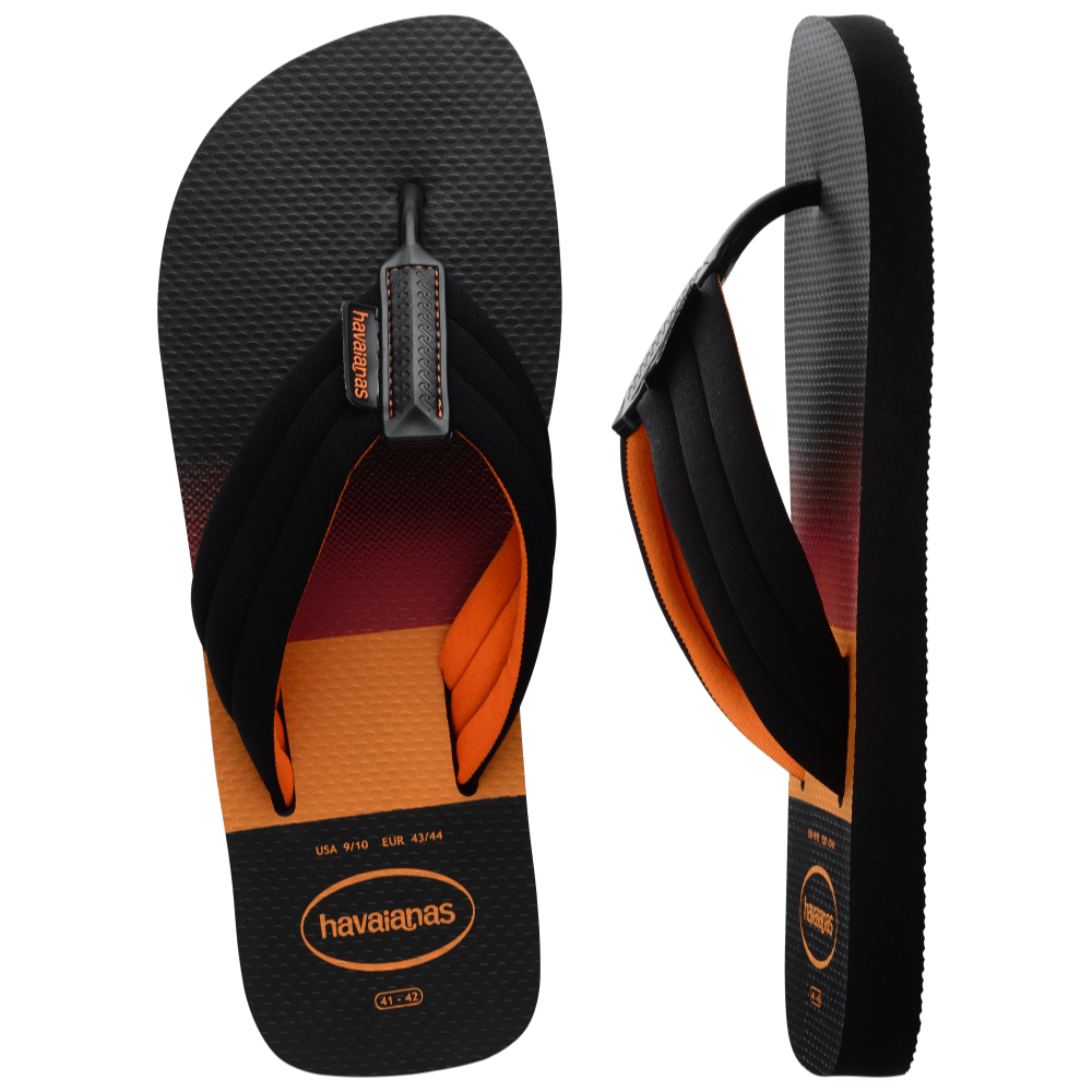 havaianas 哈瓦仕 巴西人字拖 官方唯一授權 人體工學黑橘 4148359-0090-細節圖3