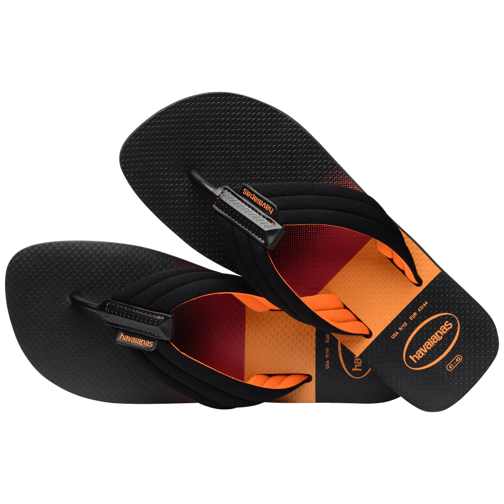 havaianas 哈瓦仕 巴西人字拖 官方唯一授權 人體工學黑橘 4148359-0090-細節圖2