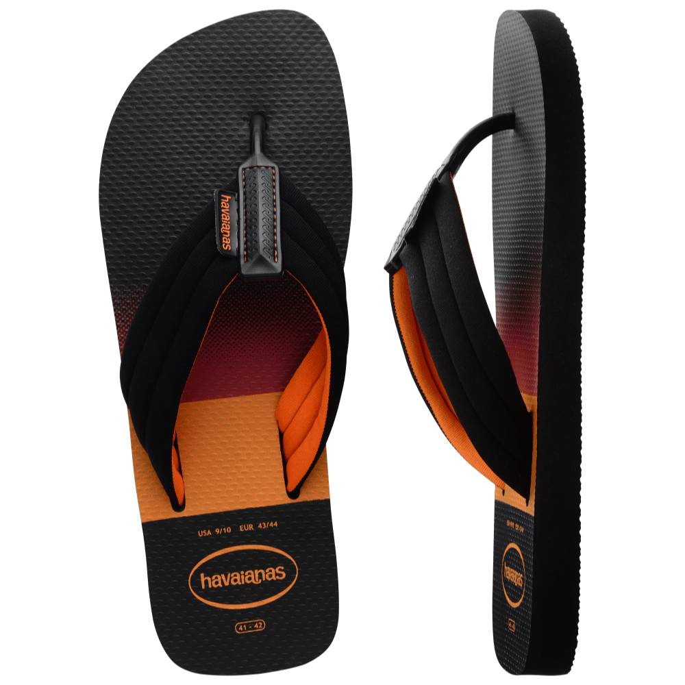 havaianas 哈瓦仕 巴西人字拖 官方唯一授權 男款 寬帶 黑橘0090-細節圖3