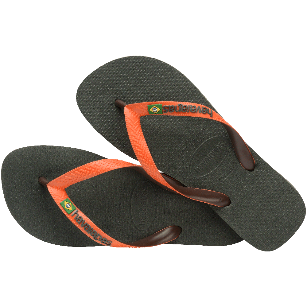 havaianas 哈瓦仕 巴西人字拖 官方唯一授權 男款 國旗LOGO MIX 墨橘色 4123206-7074-細節圖2