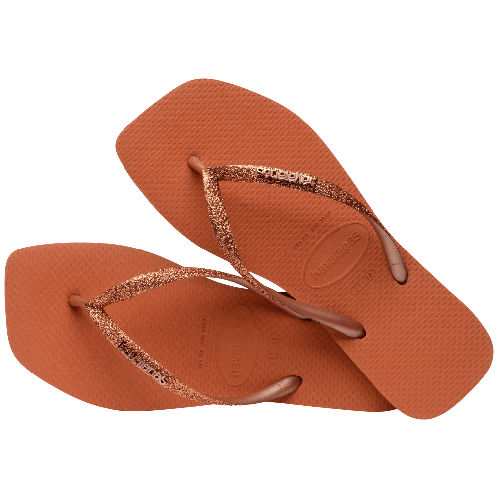 havaianas 哈瓦仕 巴西人字拖 官方唯一授權 女款  方形亮粉橘4148102-4919-細節圖4