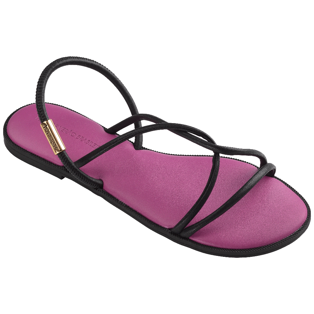 havaianas 哈瓦仕 巴西人字拖 官方唯一授權 女款 皮革帶涼鞋黑 4149609-5143-細節圖3