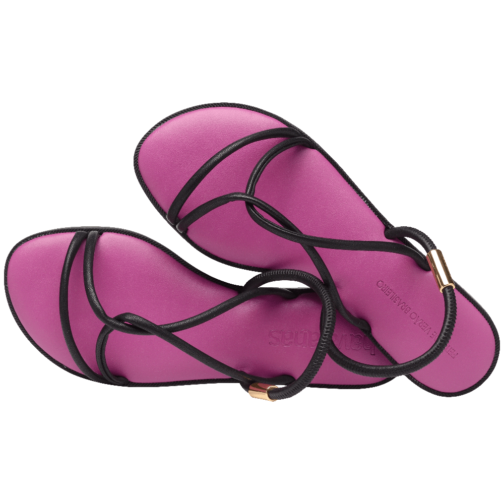 havaianas 哈瓦仕 巴西人字拖 官方唯一授權 女款 皮革帶涼鞋黑 4149609-5143-細節圖4