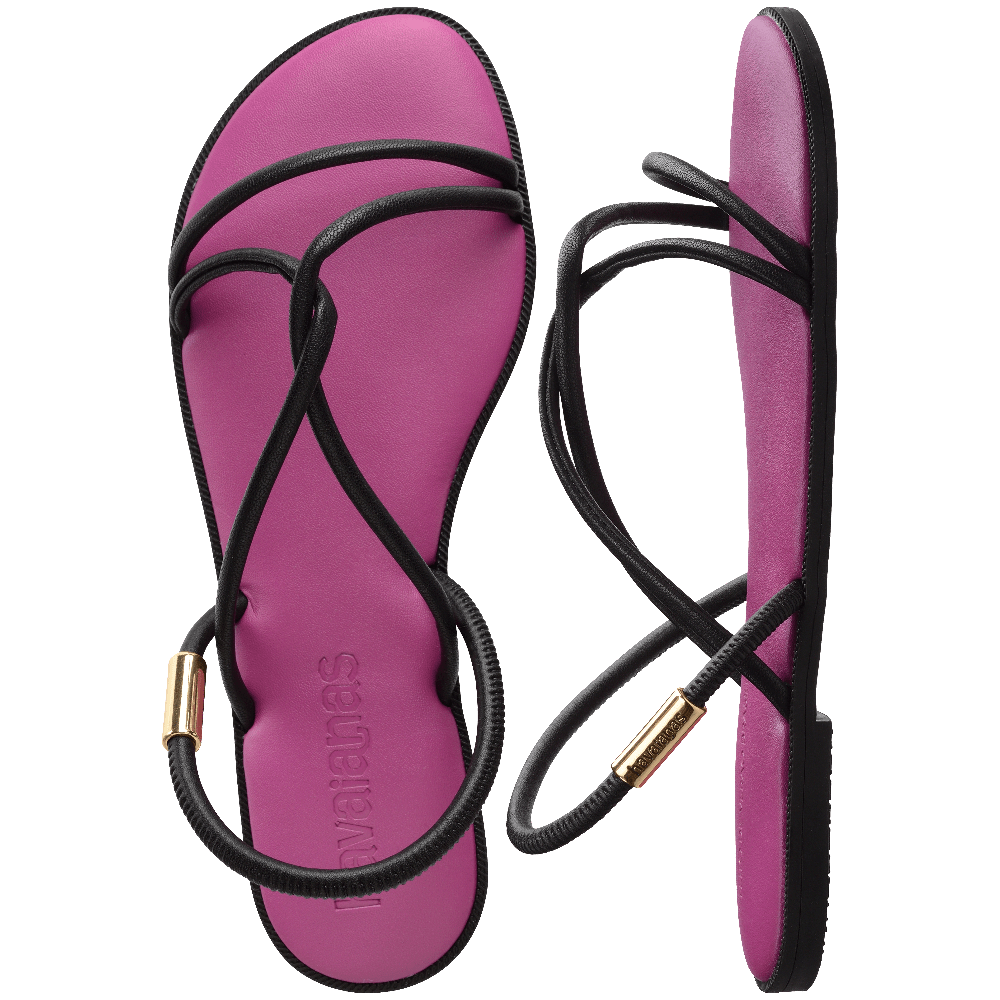 havaianas 哈瓦仕 巴西人字拖 官方唯一授權 女款 皮革帶涼鞋黑 4149609-5143-細節圖6