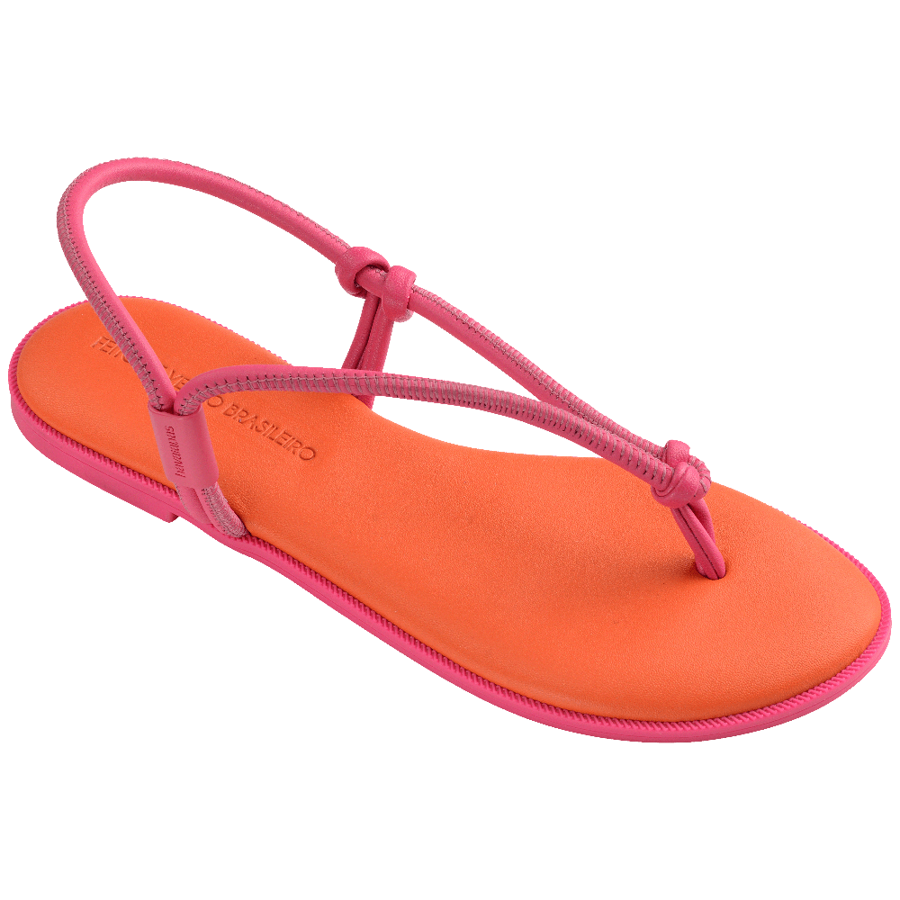 havaianas 哈瓦仕 巴西人字拖 官方唯一授權 女款 皮革涼鞋 粉橘 4149616-7608-細節圖2