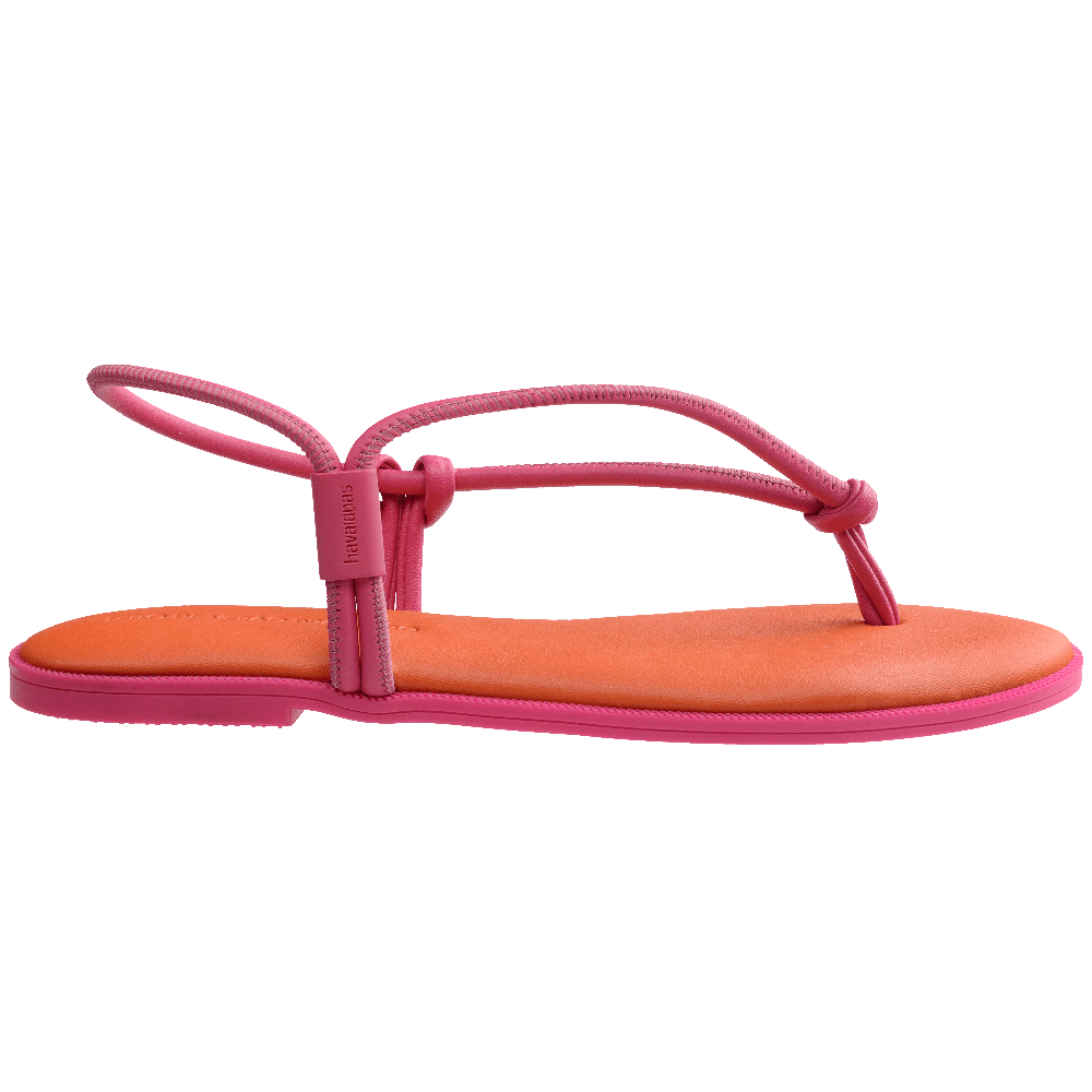 havaianas 哈瓦仕 巴西人字拖 官方唯一授權 女款 皮革涼鞋 粉橘 4149616-7608-細節圖3