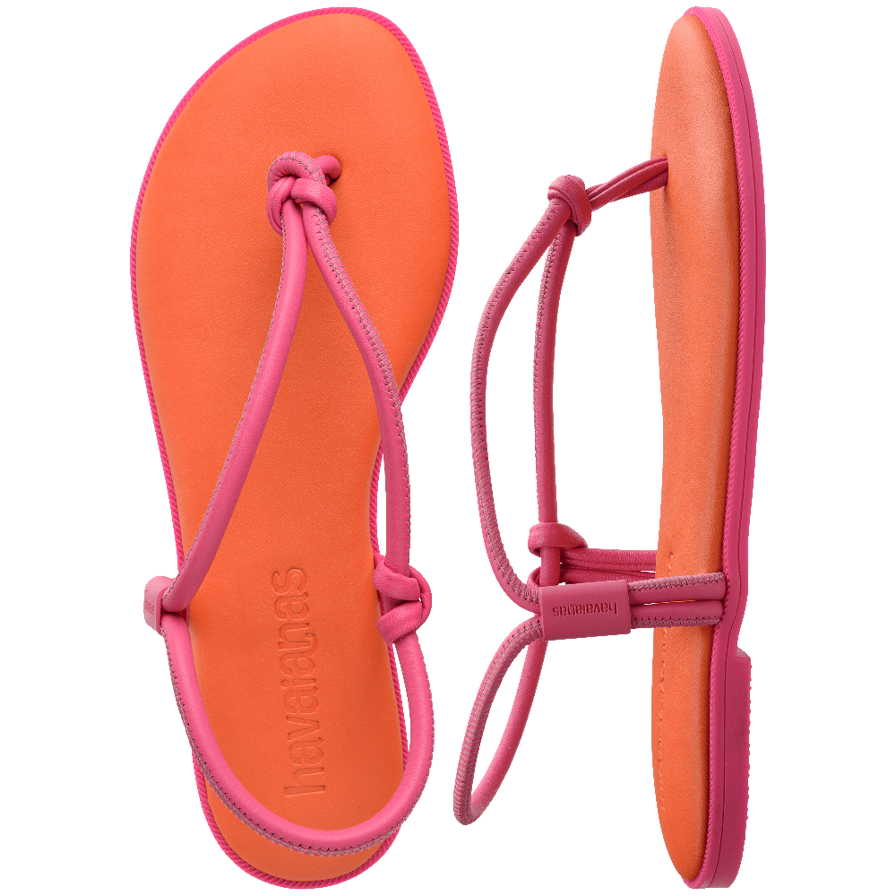 havaianas 哈瓦仕 巴西人字拖 官方唯一授權 女款 皮革涼鞋 粉橘 4149616-7608-細節圖6