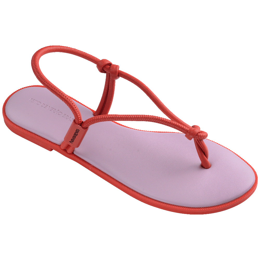 havaianas 哈瓦仕 巴西人字拖 官方唯一授權 女款 皮革涼鞋 紅紫 4149616-2801-細節圖2