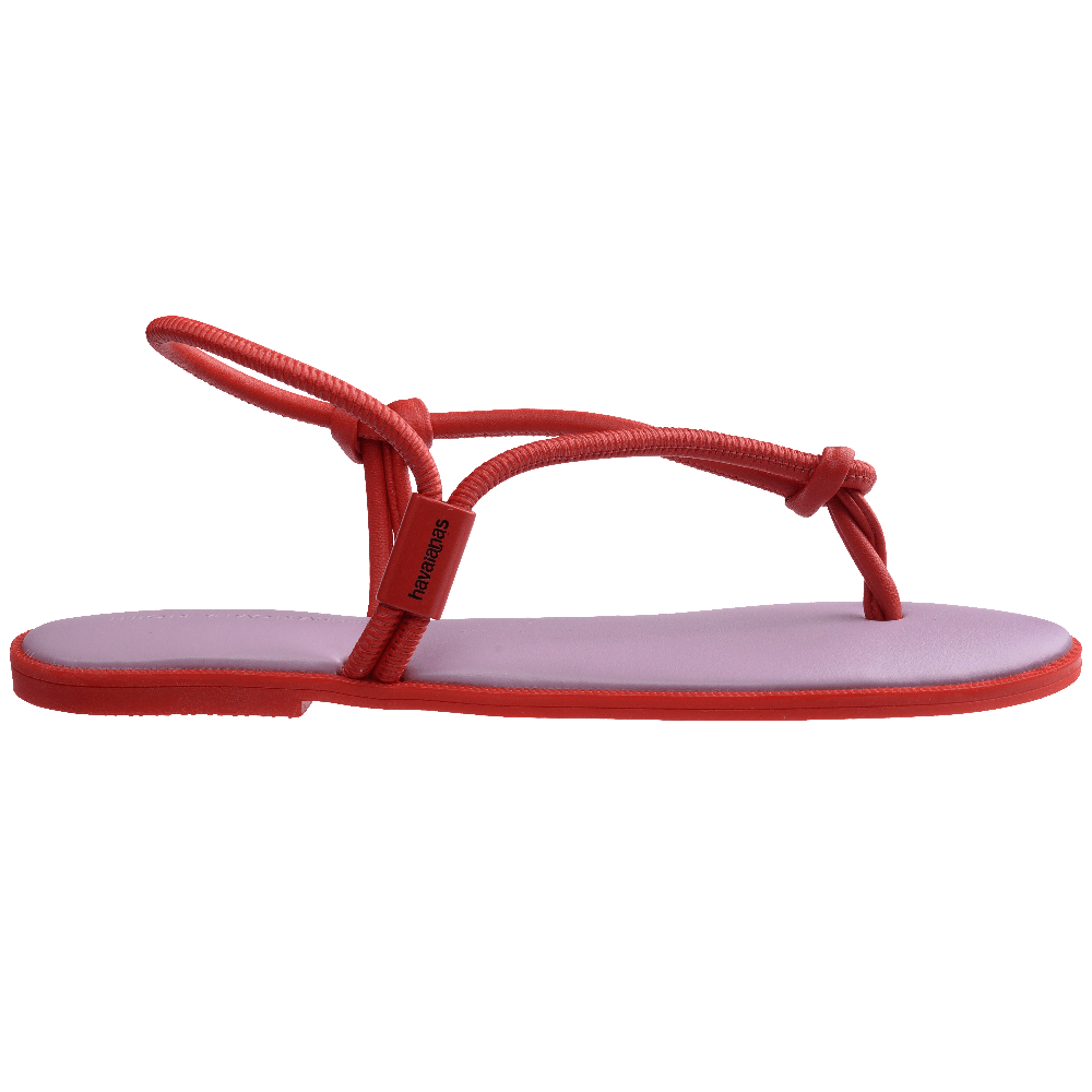 havaianas 哈瓦仕 巴西人字拖 官方唯一授權 女款 皮革涼鞋 紅紫 4149616-2801-細節圖3