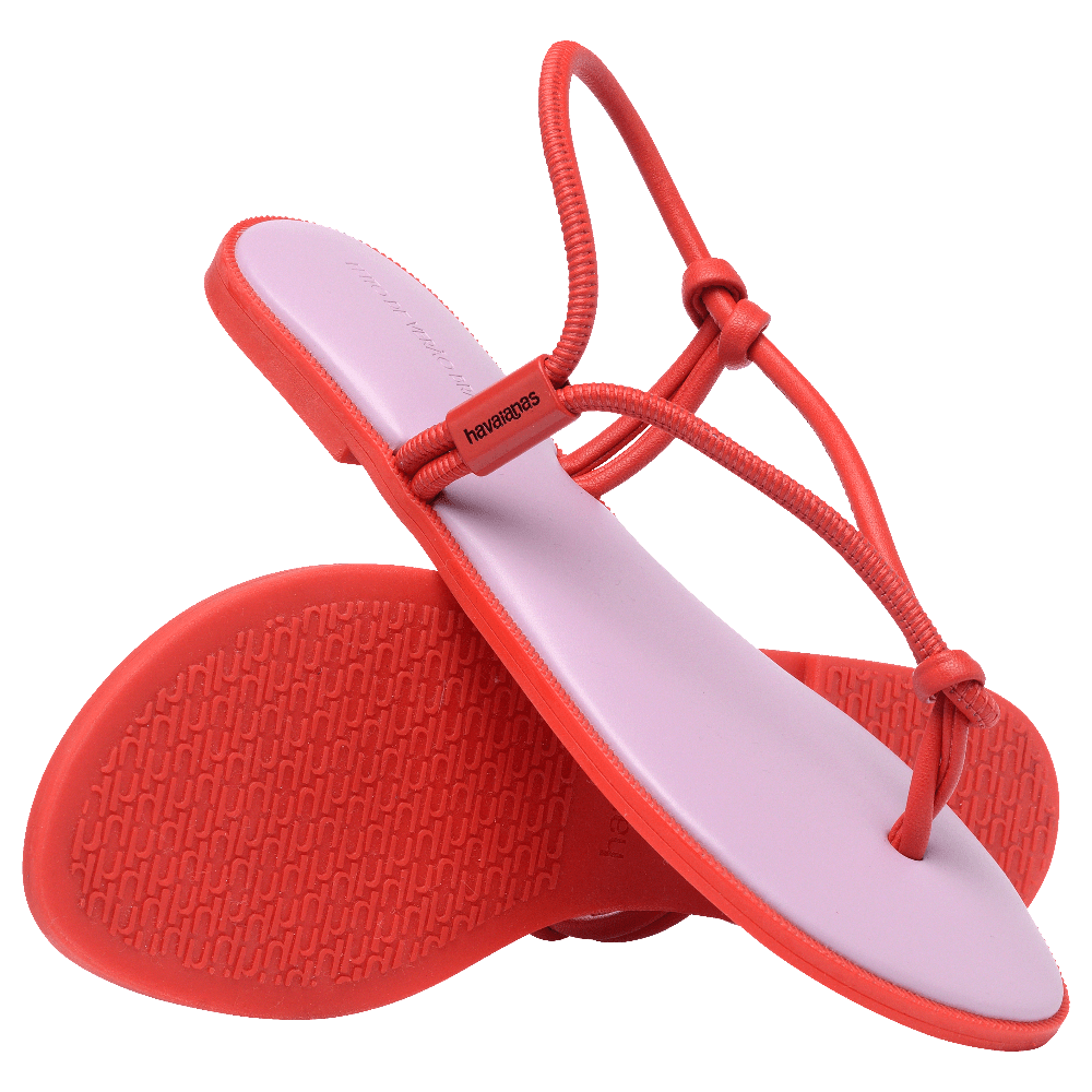 havaianas 哈瓦仕 巴西人字拖 官方唯一授權 女款 皮革涼鞋 紅紫 4149616-2801-細節圖5