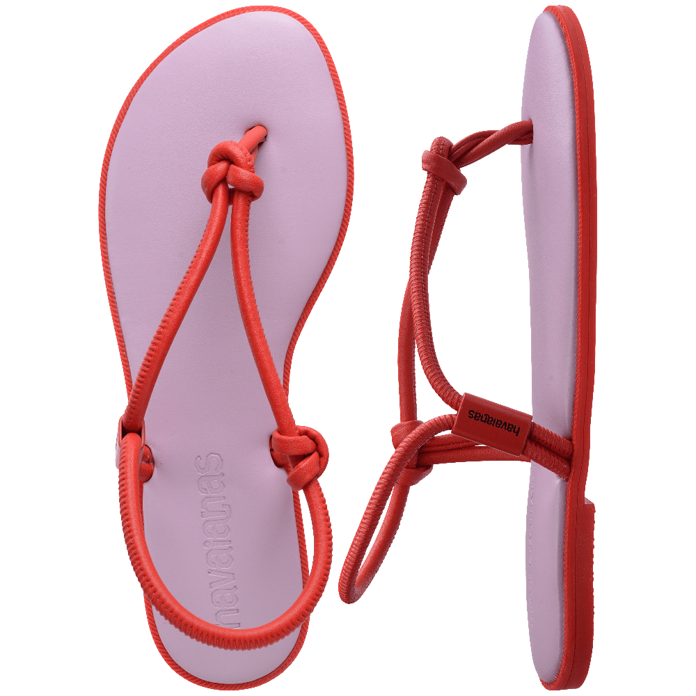 havaianas 哈瓦仕 巴西人字拖 官方唯一授權 女款 皮革涼鞋 紅紫 4149616-2801-細節圖6