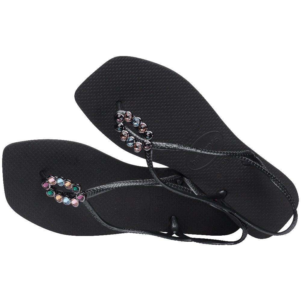 havaianas 哈瓦仕 巴西人字拖 官方唯一授權 女款 施華洛奇聯名 黑 4148925-0090-細節圖4