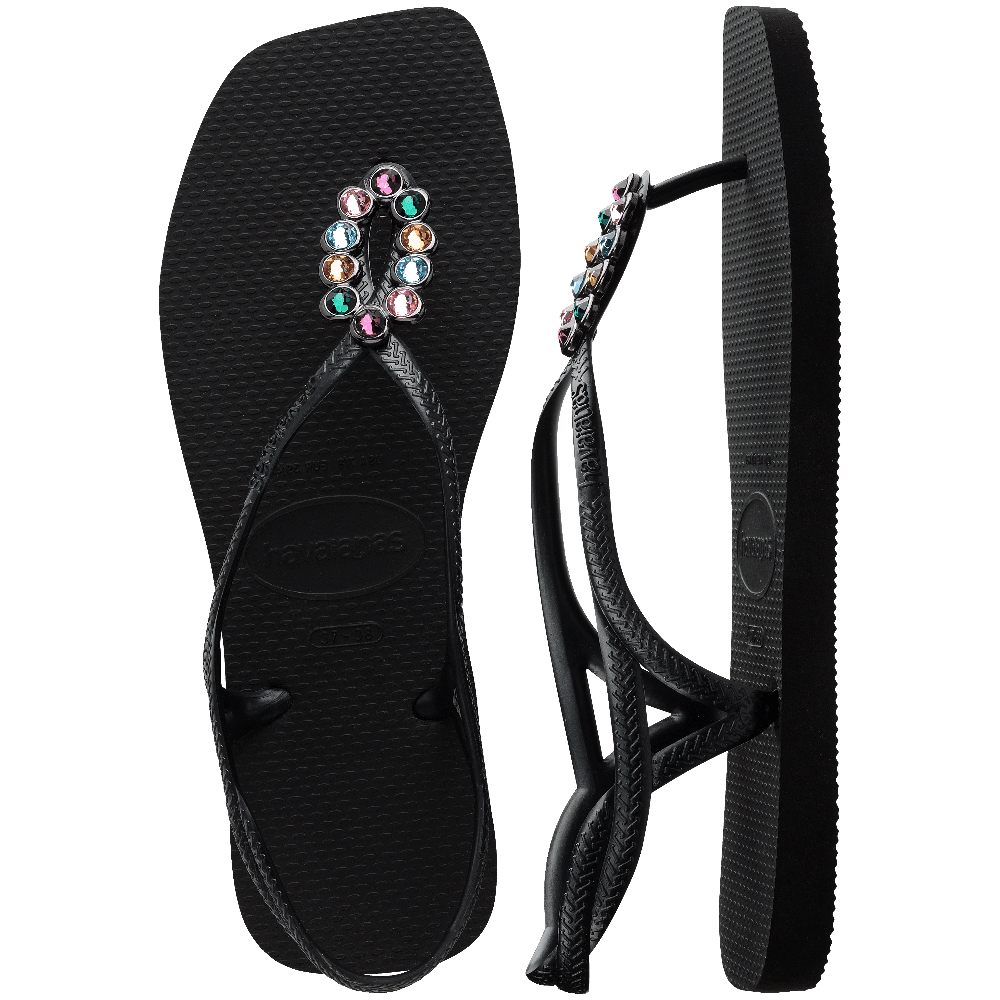 havaianas 哈瓦仕 巴西人字拖 官方唯一授權 女款 施華洛奇聯名 黑 4148925-0090-細節圖5