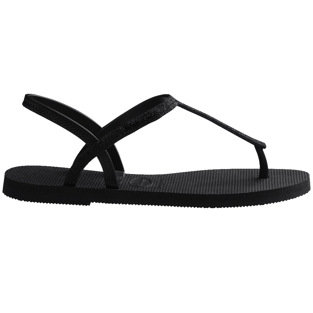 havaianas 哈瓦仕 巴西人字拖 官方唯一授權 女款 T帶亮粉涼鞋 黑 4148951-0090-細節圖2